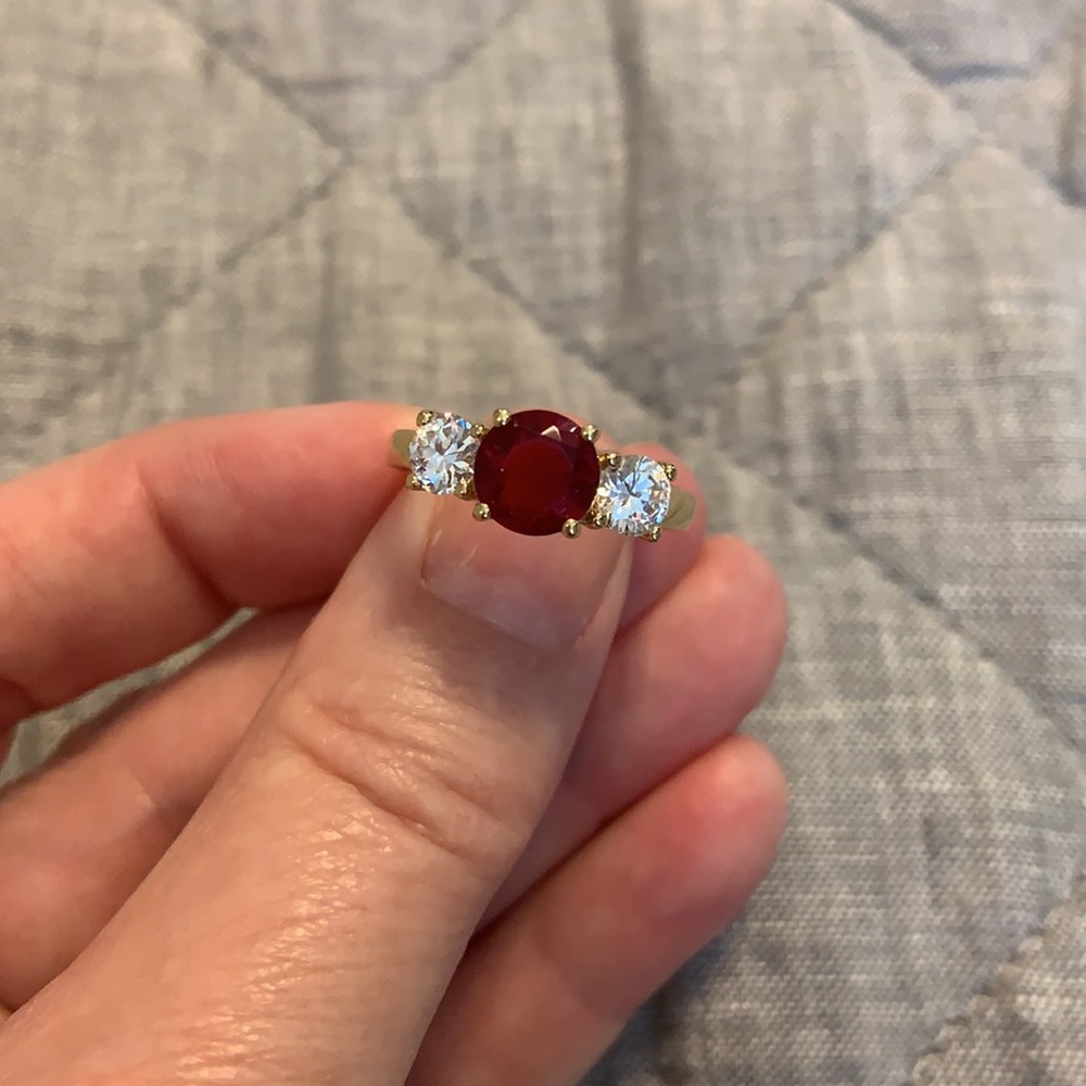 Costume Jewelry Ruby and Diamond ring
